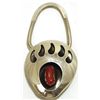 Navajo Coral Sterling Silver Bear Paw Keyring - Virginia Johnson