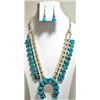 Navajo Sleeping Beauty Turquoise Sterling Silver Necklace & Earrings Set - Elaine Sam