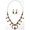 Navajo Coral Necklace & Earrings Set - Clem Nalwood