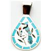 Image 1 : Zuni Multi-Stone Blue Bird Pendant - Dennis & Nancy Edaakie