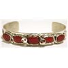 Image 1 : Zuni Coral Sterling Silver Snake Cuff Bracelet - Effie Calavaza