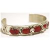 Image 2 : Zuni Coral Sterling Silver Snake Cuff Bracelet - Effie Calavaza