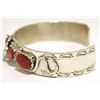 Image 3 : Zuni Coral Sterling Silver Snake Cuff Bracelet - Effie Calavaza
