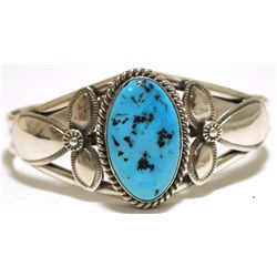 Navajo Sleeping Beauty Turquoise Sterling Silver Cuff Bracelet - Mary Ann Spencer