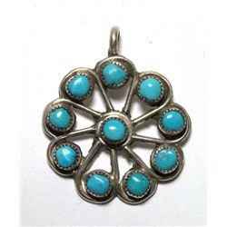 Zuni Turquoise Small Flower Pendant