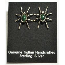 Navajo Malachite Spider Sterling Silver Post Earrings - Anna Spencer