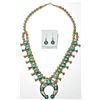 Image 1 : Navajo Sleeping Beauty Turquoise Large Necklace & Earrings Set - Phil & Lenore Garcia