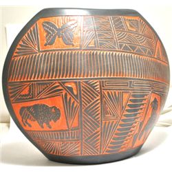 Navajo Multi-Animal Etched Pottery - V.K.