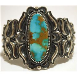 Navajo Royston Turquoise Sterling Silver Cuff Bracelet - Kirk Smith