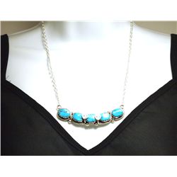 Zuni Turquoise Sterling Silver Snakes Necklace - Effie Calavaza