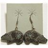 Image 1 : Zuni Marble Bear Sterling Silver French Hook Earrings - Dilbert Gasper