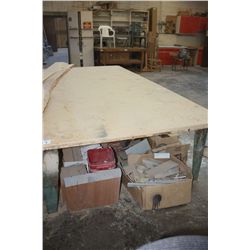 WOOD & METAL WORK TABLE AND CONTENTS