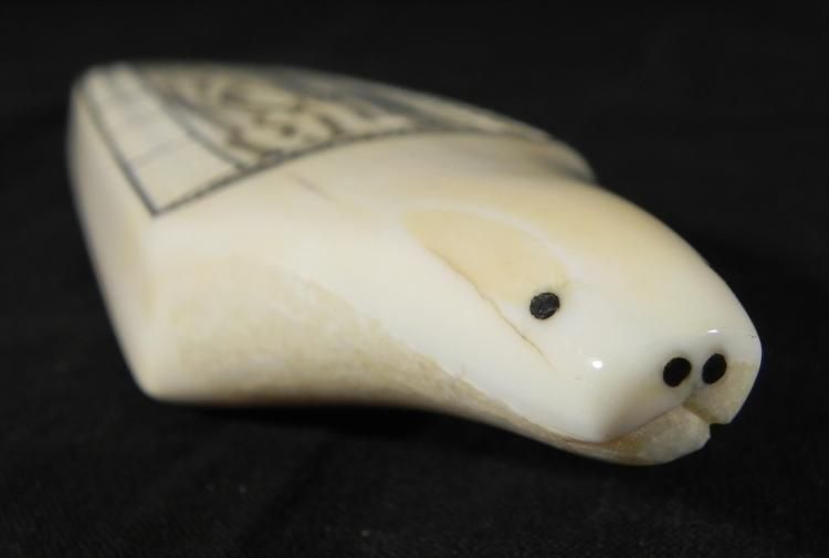 Vintage Ivory Walrus Tusk Cribbage Board/Eskimo Game