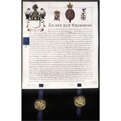 Lettre de noblesse, en anglais, accordée à George William Wood, de Singleton, et à ses descendants.