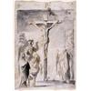 Image 1 : Dessin original Ecole flamande - Cercle ou suiveur d'Antoine  VAN DIJCK.- Calvaire. 17e s. 275 x 194