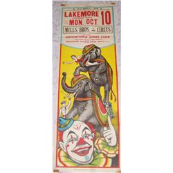 MILLS BROS. THREE RING CIRCUS POSTER, CLASSIC LITHOGRAPH 41TX 14W