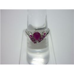 NATURAL 11.75 CTW RUBY RING .925 STERLING SILVER