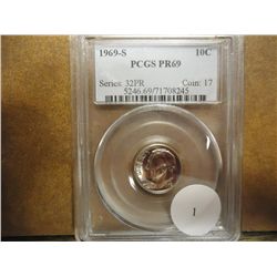 1969-S ROOSEVELT DIME PCGS PR69