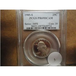 1985-S WASHINGTON QUARTER PCGS PR69 DCAM