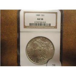 1889 MORGAN SILVER DOLLAR NGC AU58