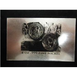 4 OUNCE .999 FINE NICKEL BAR (BUFFALO NICKEL)