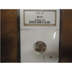 1958 SILVER ROOSEVELT DIME NGC MS66