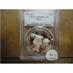 1983-S OLYMPIC SILVER DOLLAR PCGS PR69 DCAM