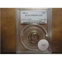 1980-S ROOSEVELT DIME PCGS PR69 DCAM