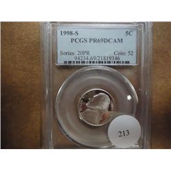 1998-S JEFFERSON NICKEL PCGS PR69 DCAM