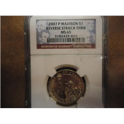 ERROR 2007-P MADISON $ REV. STRUCK THRU  NGC MS65