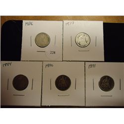 1976,77,84,90 & 91 SEATED LIBERTY DIMES