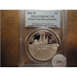 2002-W WEST POINT SILVER DOLLAR PCGS PR69 DCAM