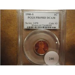 1980-S LINCOLN CENT PCGS PR69 RD DCAM