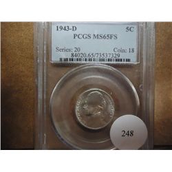 1943-D 35% SILVER JEFFY WAR NICKELS PCGS MS65 FS