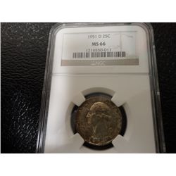 1951-D washington qtr ngc ms66