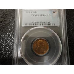 1909VDB LINCOLN CENT PCGS MS64RB