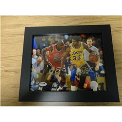 MAGIC JOHNSON VS JORDAN-SIGNED PHOTO/coa by dna