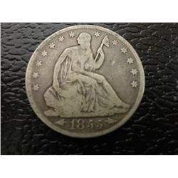 1855-O SEATED HALF DOLLAR- VG