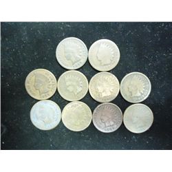 10 ASSORTED 1880'S INDIAN HEAD CENTS