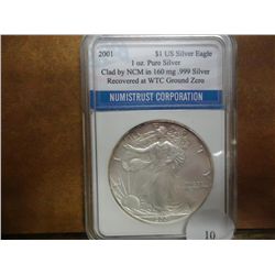 2001 AMERICAN SILVER EAGLE NTC RECOVERD AT WTC