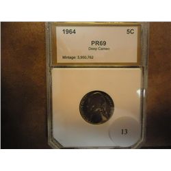 1964 JEFFERSON NICKEL PCI PR69 DEEP CAMEO
