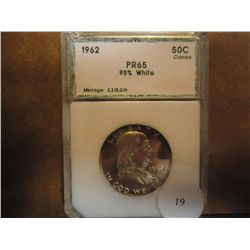 1962 FRANKLIN HALF DOLLAR PCI PR65 95% WHITE