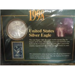 1998 AMERICAN SILVER EAGLE & STAMP SET