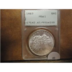 1883 MORGAN SILVER DOLLAR PCGS MS61