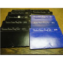 1970'S DECADE RUN OF US PF SETS 10 SETS W/BOXES