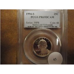 1994-S WASHINGTON QUARTER PCGS PR69 DCAM