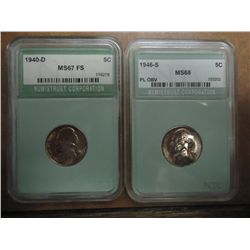 1940-D & 46-S JEFFERSON NICKELS SEE DESCRIPTION