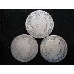 1902,05-S & 08-O BARBER HALF DOLLARS