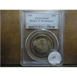 1951 BOOKER T. WASHINGTON HALF DOLLAR PCGS MS65