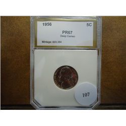 1956 JEFFERSON NICKEL PCI PR67 DEEP CAMEO